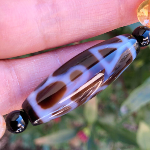 双喜佛天珠×シトリン8mm 商売繁盛、成功をもたらす 天然石ブレスレット