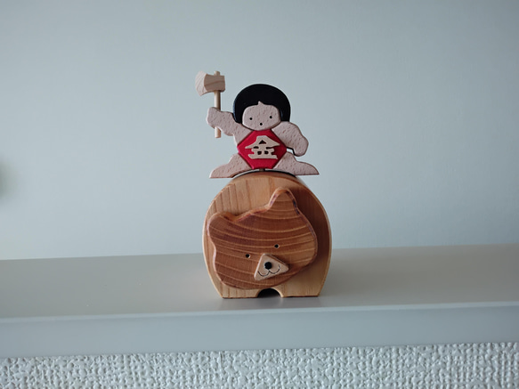 木製五月人形　熊と金太郎　 ケヤキ　（五月人形、五月飾り、初節句、子供の日 6枚目の画像