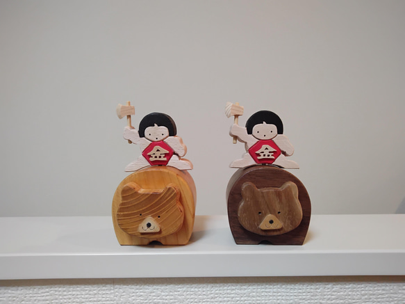 木製五月人形　熊と金太郎　 ケヤキ　（五月人形、五月飾り、初節句、子供の日 7枚目の画像