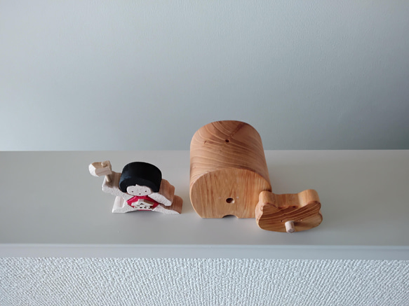 木製五月人形　熊と金太郎　 ケヤキ　（五月人形、五月飾り、初節句、子供の日 4枚目の画像