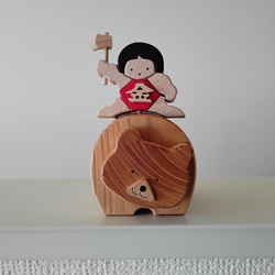木製五月人形　熊と金太郎　 ケヤキ　（五月人形、五月飾り、初節句、子供の日 5枚目の画像