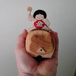 木製五月人形　熊と金太郎　 ケヤキ　（五月人形、五月飾り、初節句、子供の日 1枚目の画像
