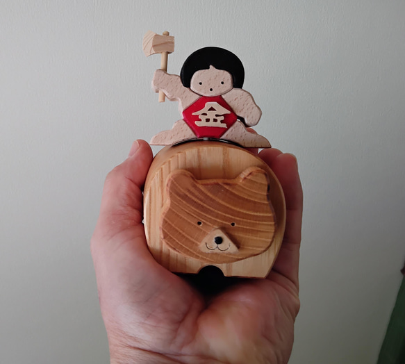 木製五月人形　熊と金太郎　 ケヤキ　（五月人形、五月飾り、初節句、子供の日 1枚目の画像
