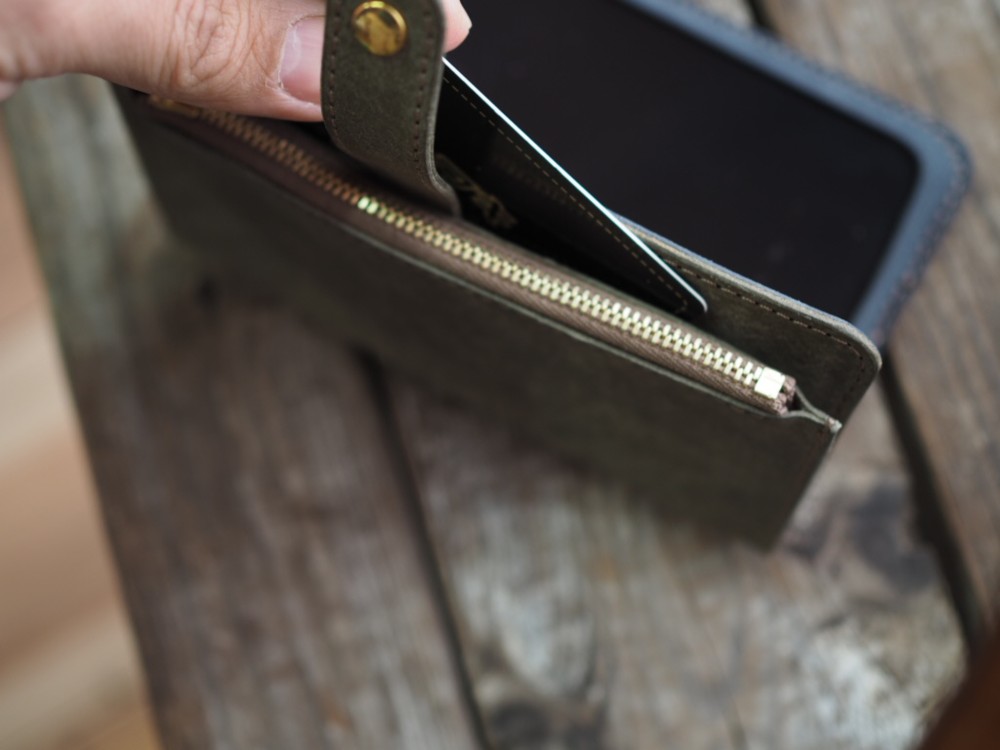 《受注製作》iphone(X/XS/11pro)wallet type jaket/外付けポケット付きiphoneケース