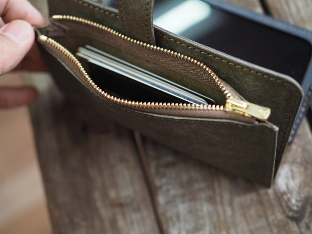 《受注製作》iphone(X/XS/11pro)wallet type jaket/外付けポケット付きiphoneケース