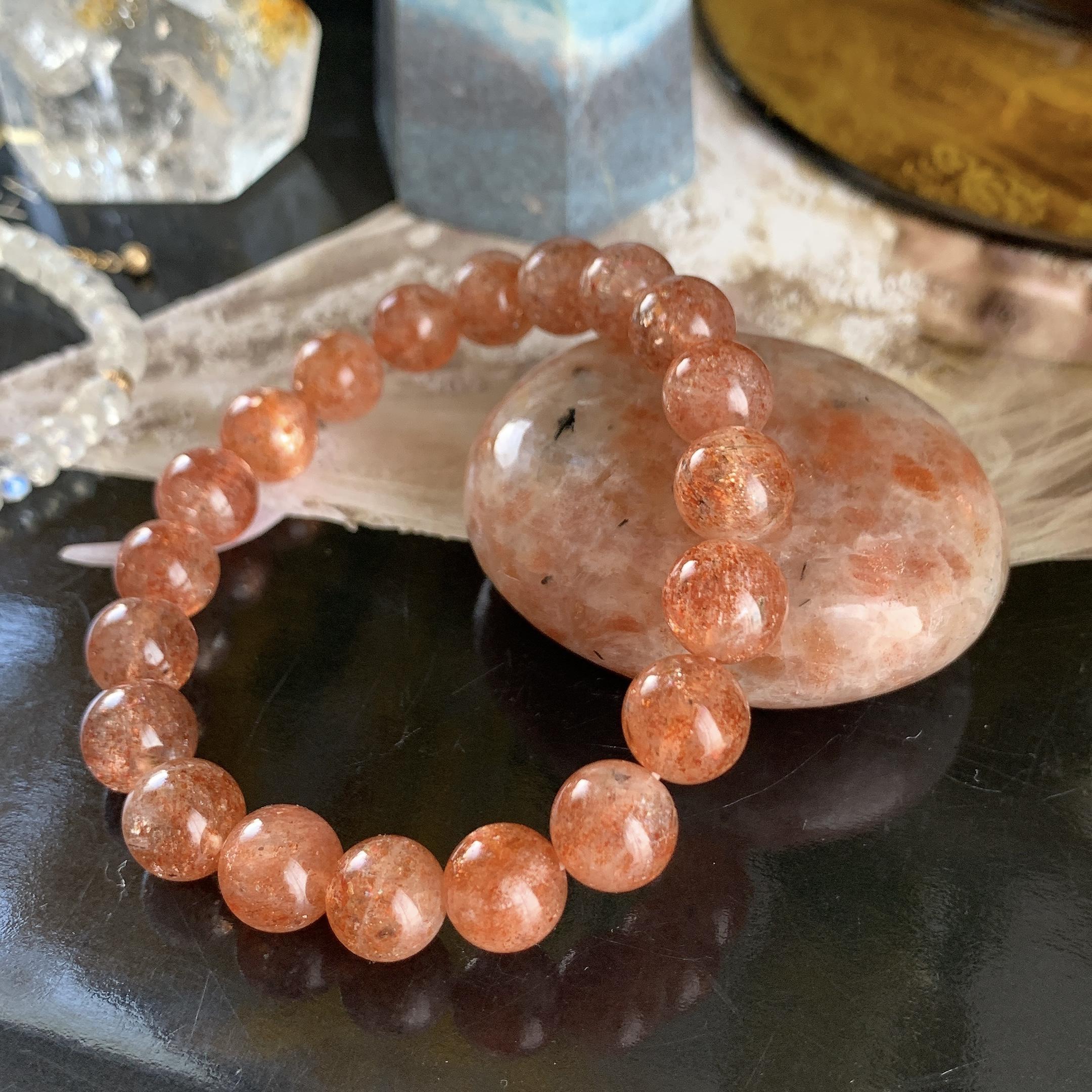 高品質AAA サンストーン ブレスレット9.5mm