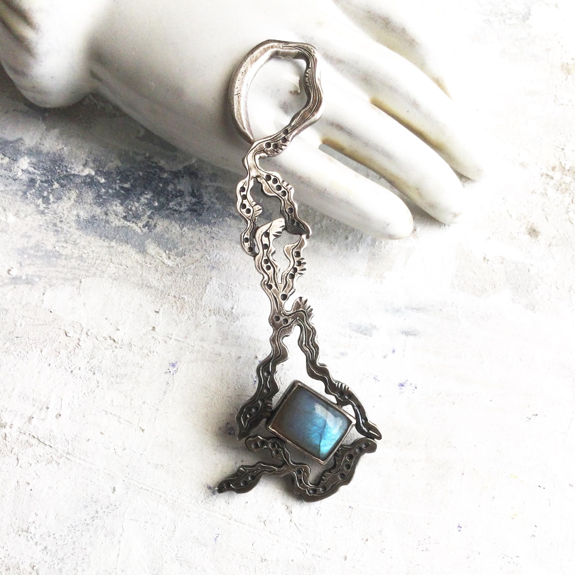 うごめき　ペンダント　長方形ラブラドライト