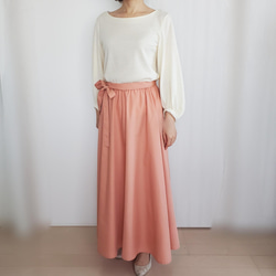 シルエットが綺麗＊ロングフレアーギャザースカート＊女性らしいピンク 3枚目の画像