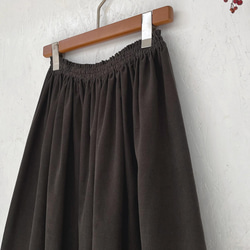 丈オーダー可 遠州産やわらかコーデュロイのギャザースカート チャコール 大きい 小さいサイズ nunono-13 8枚目の画像