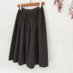 丈オーダー可 遠州産やわらかコーデュロイのギャザースカート チャコール 大きい 小さいサイズ nunono-13 6枚目の画像