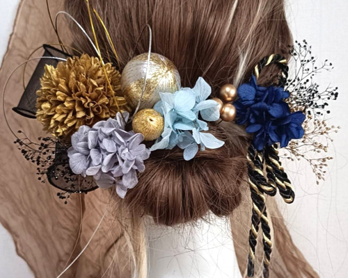高級造花&ドライフラワー 成人式用髪飾り 成人式ヘア飾り 前撮り
