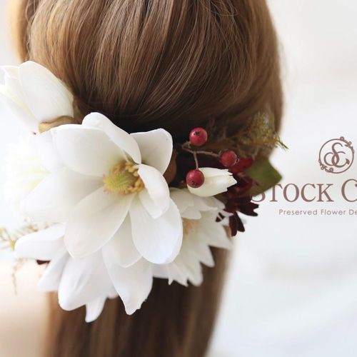 モクレンとセルリアのヘッドドレス/ヘアアクセサリー＊ウェディング