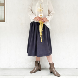 丈オーダー可 遠州産やわらかコーデュロイのギャザースカート バイオレット 大きい 小さいサイズ nunono-13 1枚目の画像