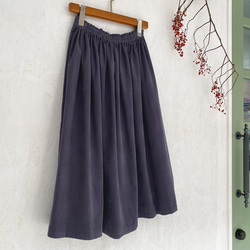 丈オーダー可 遠州産やわらかコーデュロイのギャザースカート バイオレット 大きい 小さいサイズ nunono-13 7枚目の画像