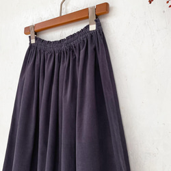 丈オーダー可 遠州産やわらかコーデュロイのギャザースカート バイオレット 大きい 小さいサイズ nunono-13 8枚目の画像