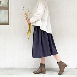 丈オーダー可 遠州産やわらかコーデュロイのギャザースカート バイオレット 大きい 小さいサイズ nunono-13 3枚目の画像