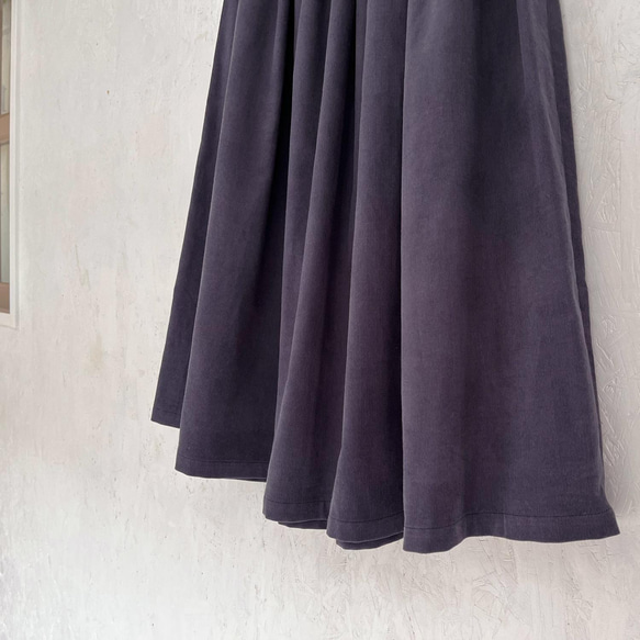 丈オーダー可 遠州産やわらかコーデュロイのギャザースカート バイオレット 大きい 小さいサイズ nunono-13 9枚目の画像