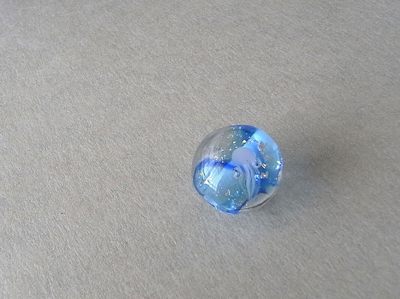 くらげ球・マリンブルー・ガラス製・とんぼ玉 4枚目の画像