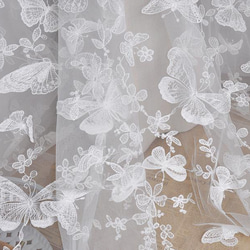 バタフライ刺繍レース　150㎝＊90cm　ホワイト 4枚目の画像