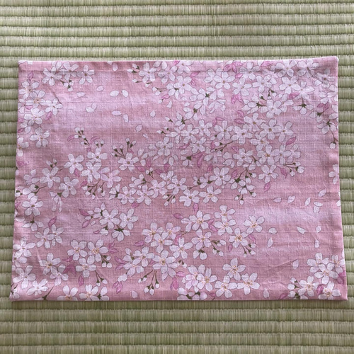 ★受注作成★ 604 さくらんぼ　ピンク　くすみ　ランチョンマット　40×50 30×40ランチマット 桜(ピンク) ランチョンマット neconeconeconeco