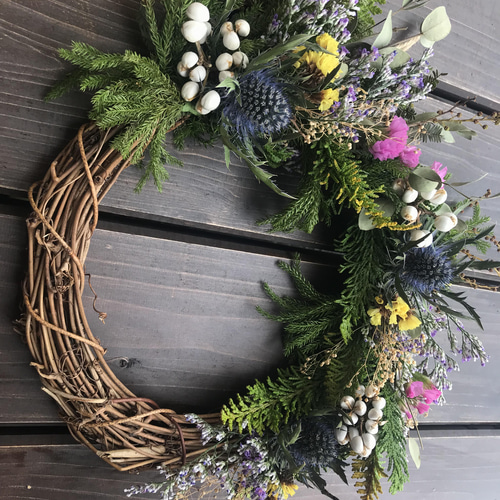 ミモザとユーカリの春リースドライフラワーリース ⅱ