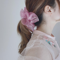 ハンドメイドシュシュM-1549♡アニマル柄×くすみピンクレース×くすみピンク♡ 498e1bdfa9f973c23a7705aa61521c