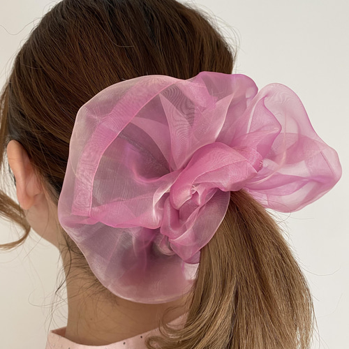 桃色のとりこ シュシュ ピンク オーガンジー ひなまつり シュシュ Moon