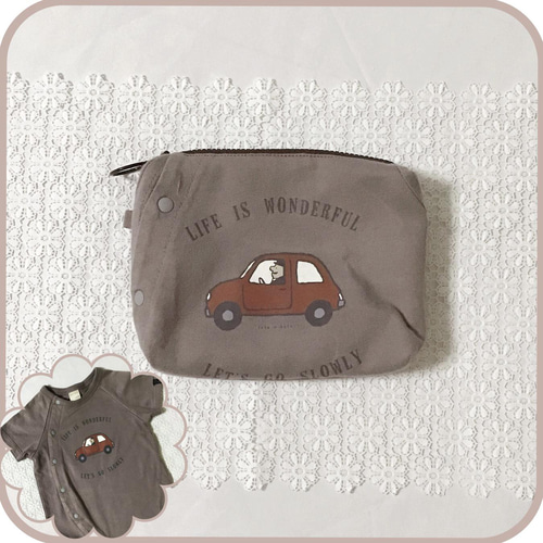 ロンパースポーチ【ベビー服リメイク】【セミオーダー】 ポーチ