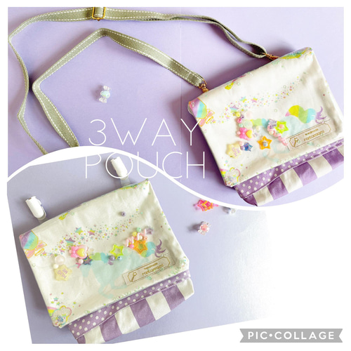 新作 ゆめかわいい ショルダーポーチバッグ シャカシャカ 中っ ユニコーン