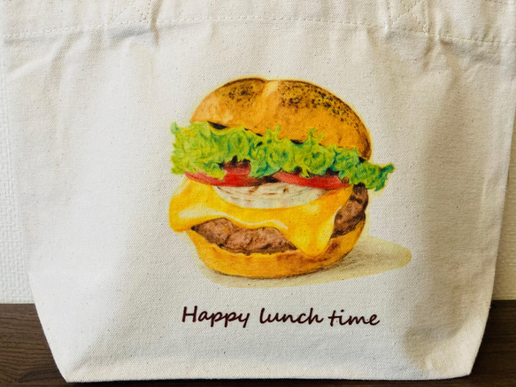 ハンバーガーのトートバッグ 2枚目の画像