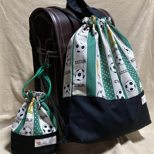 リュック型体操着入れ♡サッカー♡巾着バッグ♡入学入園グッズ 体操服