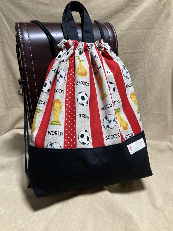 リュック型体操着入れ♡サッカー♡巾着バッグ♡入学入園グッズ 5枚目の画像