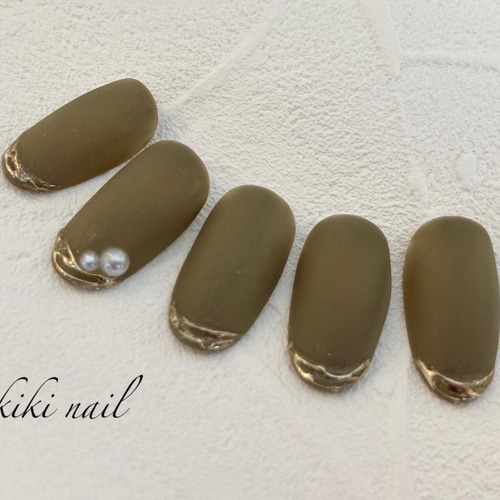 ネイルチップ くすみグリーンマットネイル ネイルチップ（つけ爪