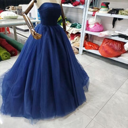 送料無料！カラードレス 鬱金色 オフショルダー ふっくら柔らかな