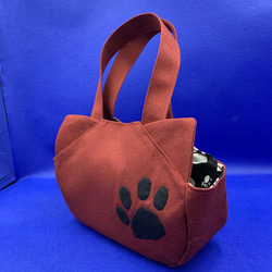 １１号帆布の猫型ミニトートバッグ（肉級・しっぽ付き） 2枚目の画像