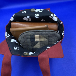 １１号帆布の猫型ミニトートバッグ（肉級・しっぽ付き） 6枚目の画像
