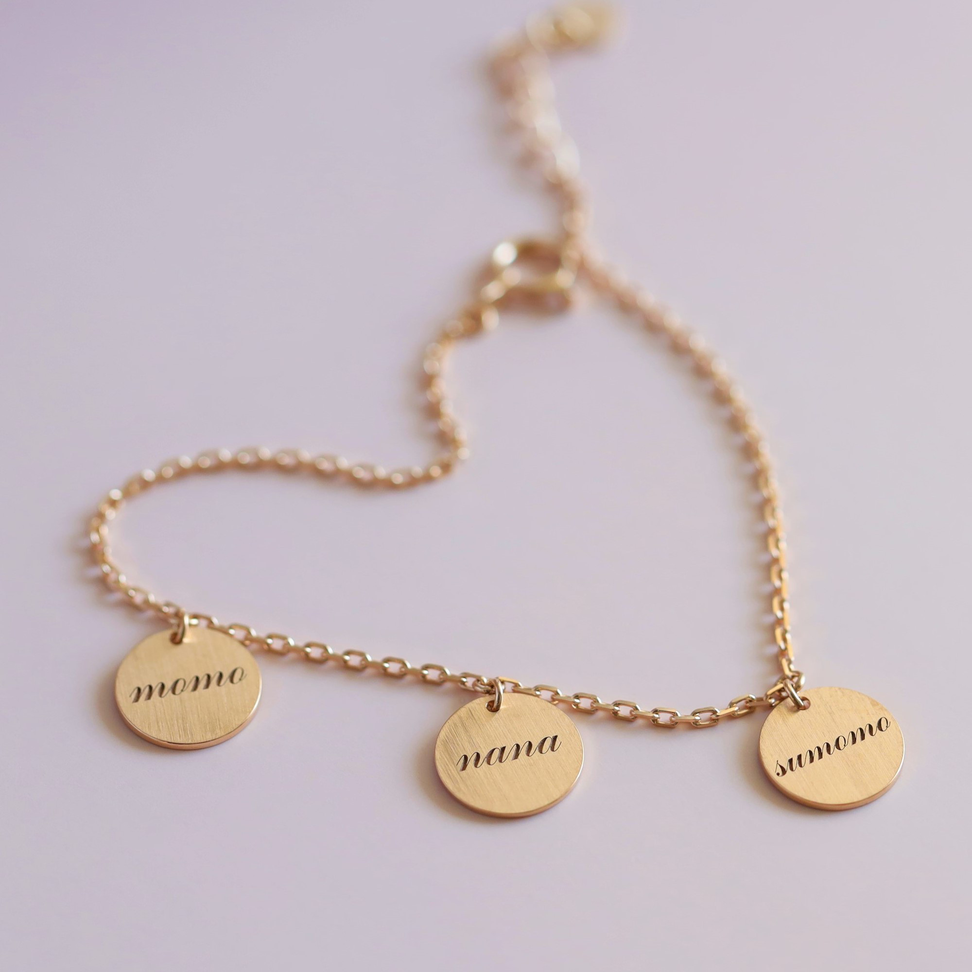 Trois cercles K18 名入れ誕生日刻印 ライフログブレスレット