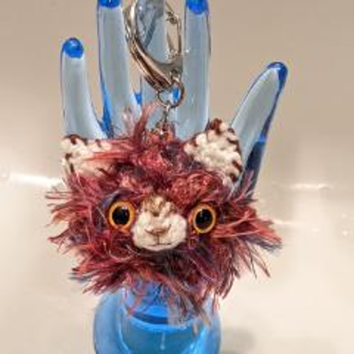 あみぐるみ】猫の顔だけキーホルダーファーヤーン【142】 あみぐるみ