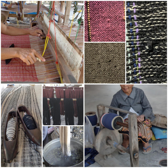 フード風襟の手織り綿バルーンコート　秋冬に、嵐山のお店で一番人気で裾切り替えもキュートなコート　青絣 11枚目の画像