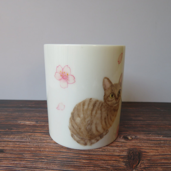 桜と猫のマグカップ　手描き　 7枚目の画像
