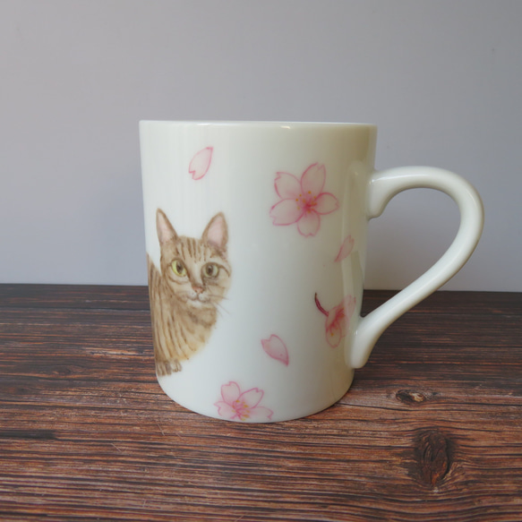 桜と猫のマグカップ　手描き　 6枚目の画像