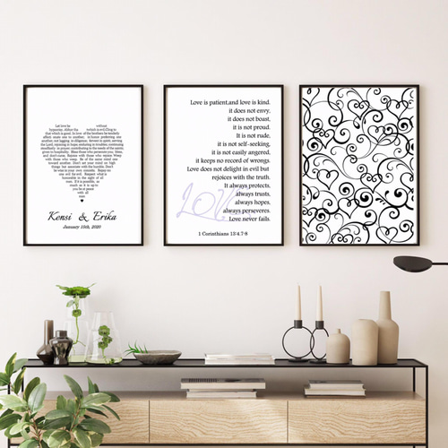 送料無料】ウェディング 結婚記念日 3枚セット⭐️A3サイズ 北欧