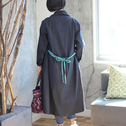 カンタ刺繍リボンのコットンデニムローブコート【濃紺】 8枚目の画像