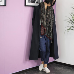カンタ刺繍リボンのコットンデニムローブコート【濃紺】 6枚目の画像