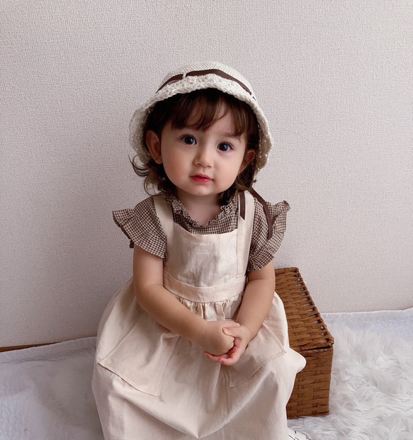 春夏ハット帽子 麦わら風帽子 ベビー&キッズ 帽子(ベビー・キッズ  