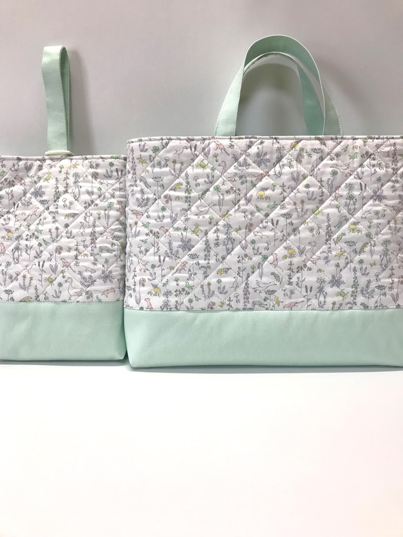 リバティプリント使用♪セオ♪キルティング♪レッスンバッグ♪上履き