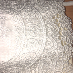 295不織布マスクカバーホワイト光沢豪華刺繍チュールレース肌面✨国産羽二重高級シルク 7枚目の画像