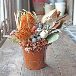 Bucket Banksia dry arrangement light brown M【ラッピング無料】 3枚目の画像