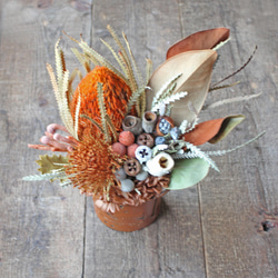 Bucket Banksia dry arrangement light brown M【ラッピング無料】 2枚目の画像