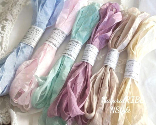 6色○各2M くしゅくしゅリボン その他ラッピング用品 アンティーク